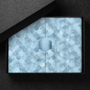 Papier Mousseline Échelle de verre de sirène   Dusty Ice Blue Sheen 