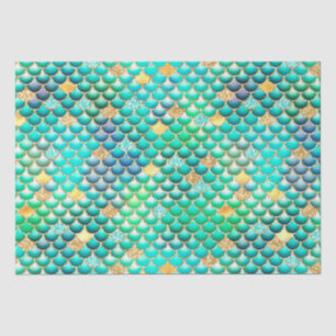 Papier Mousseline Echelles de sirène verte Ombre Foil & Parties scin