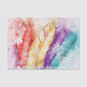 Papier Mousseline Éclaboussure multicolore de plume et de peinture