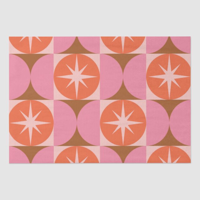 Papier Mousseline Éclats de milieu de siècle sur des cercles orange  (Recto)