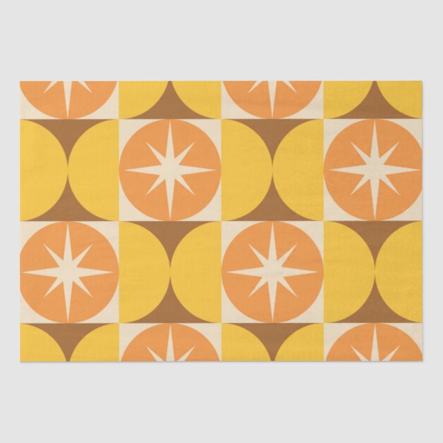 Papier Mousseline Éclats de starburst de milieu de siècle sur des ce (Recto)
