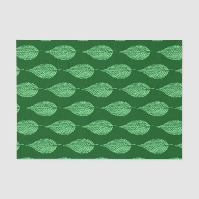 Papier Mousseline Écran en feuille de hêtre imprimé, vert émeraude p (Recto)