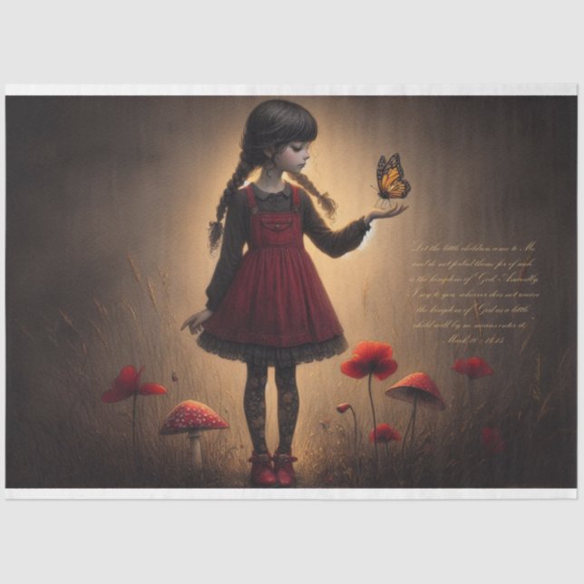 Papier Mousseline Écriture de foi Mark 10:14-15 Découpage (Recto)