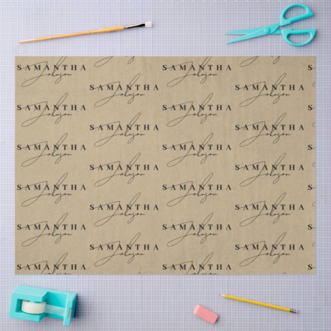 Papier Mousseline Écriture de signature marron Kraft rustique  (Artisanat)