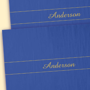 Papier Mousseline Écriture dorée élégante sur fond bleu marine