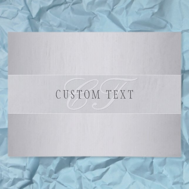 Papier Mousseline Écriture élégante de monogramme modifiable | Gris (Créateur téléchargé)