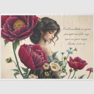Papier Mousseline Écriture Le Femme Victorian Roses Découpage