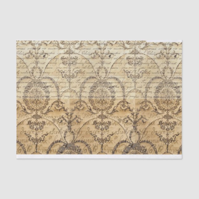 Papier Mousseline Écriture manuscrite vintage Découpage et collage (Recto)