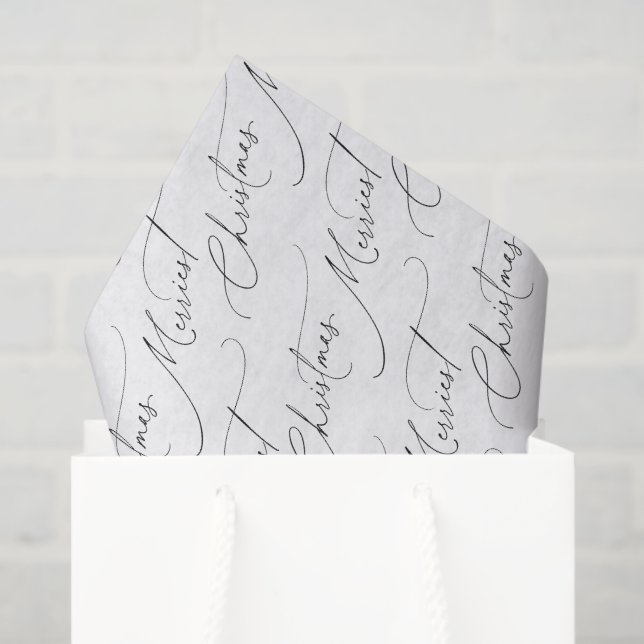Papier Mousseline Écriture moderne noire Joyeux Noël (Sac cadeau)