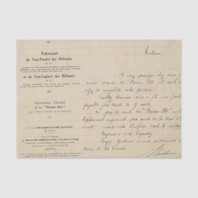 Papier Mousseline écriture vintage (Recto)