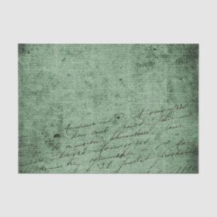 Papier Mousseline Écriture Vintage d'antiquité déprimée sur vert