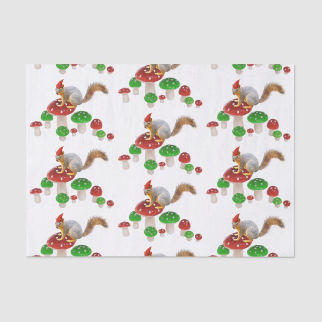 Papier Mousseline Écureuil aux champignons Papier de tissus (Recto)