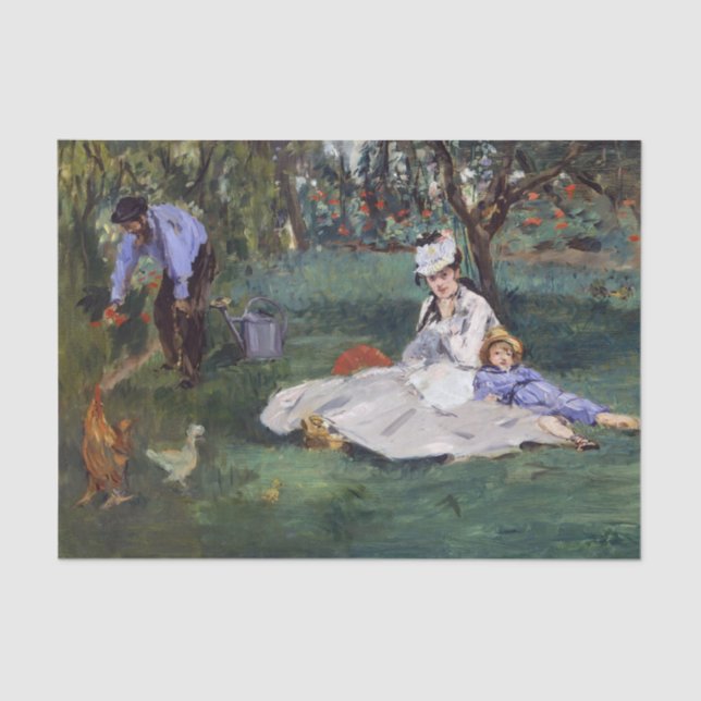 Papier Mousseline Edouard Manet - La famille Monet dans son jardin (Recto)
