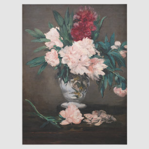 Papier Mousseline Edouard Manet - Vase de pivoines sur petit piedouc