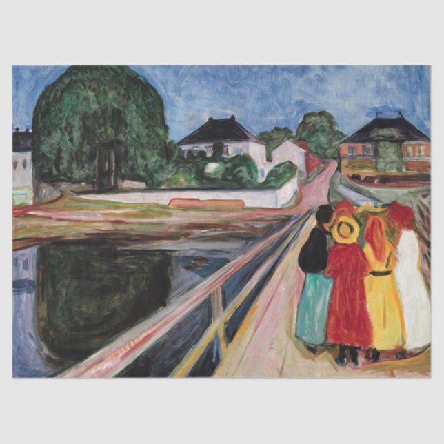 Papier Mousseline Edvard Munch - Les filles sur le pont 1902 (Recto)