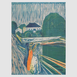 Papier Mousseline Edvard Munch - Les filles sur le pont, Lithographe