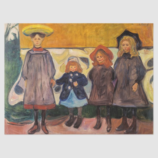 Papier Mousseline Edvard Munch - Quatre filles à Asgardstrand (Recto)
