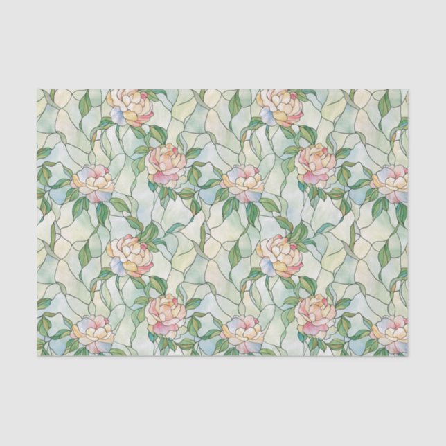 Papier Mousseline Effet de verre tendu rose et blanc clair (Recto)