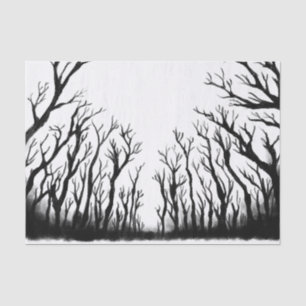 Papier Mousseline Éffrayant arbre d'effroi de la forêt ombre foncée