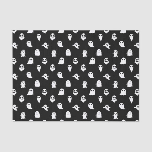 Papier Mousseline Éffrayant Boo Ghost Black and White motif Hallowee (Recto)