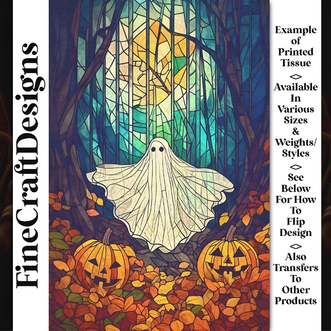 Papier Mousseline Éffrayant Cute Ghost en verre tendu AB4 Découpage (Créateur téléchargé)