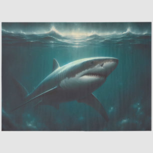 Papier Mousseline Éffrayant Grand requin blanc Dramatique Découpage
