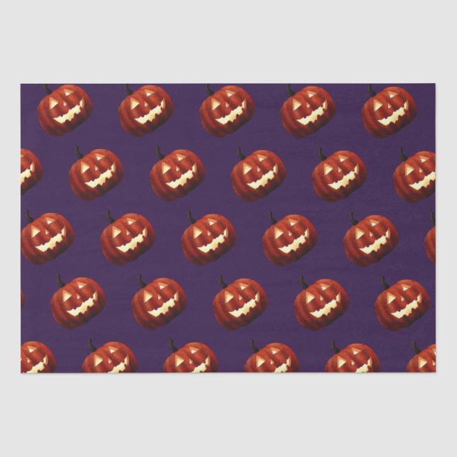 Papier Mousseline Effrayant Jack O'Lantern Citrouille Halloween Anni (Recto)