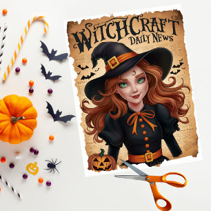 Papier Mousseline Éffrayant Witch Bat Style Vintage Halloween Journa