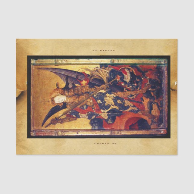 Papier Mousseline Église Saint-Michel-Vanquishing Devil as Medieval  (Recto)