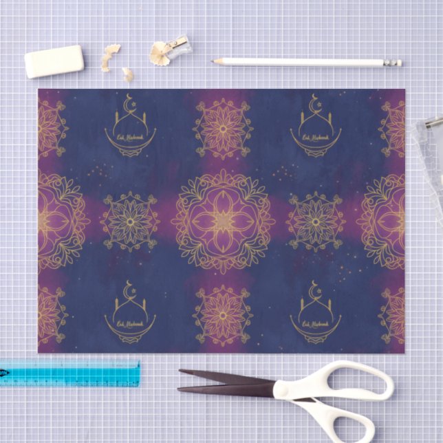 Papier Mousseline Eid Bleu minuit/Magenta (Artisanat)