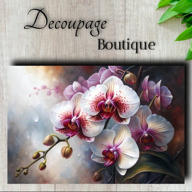 Papier Mousseline Élégance d'Orchidée Découpe Florale (Orchid Elegance Decoupage Tissue Paper)