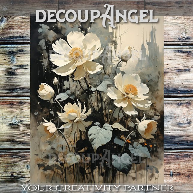 Papier Mousseline Élégance du Rose rustique blanc - Découpage - (Créateur téléchargé)