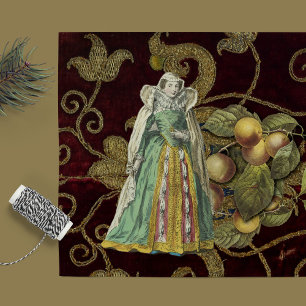 Papier Mousseline Élégance médiévale avec Découpage Broderie d'or