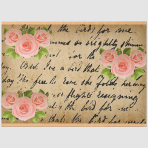 Papier Mousseline Élégant 3 Rose Vintage Floral