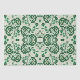 Papier Mousseline Elégant arabe floral géométrique vert marocain