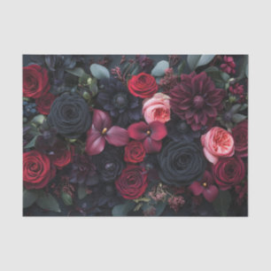Papier Mousseline Élégant arrangement floral foncé avec Roses