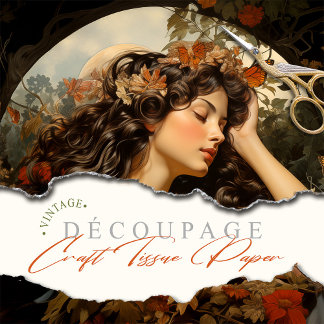 Papier Mousseline Elegant Art Nouveau Victorian Goddess Floral