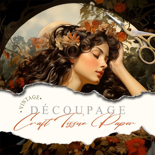 Papier Mousseline Elegant Art Nouveau Victorian Goddess Floral (Créateur téléchargé)