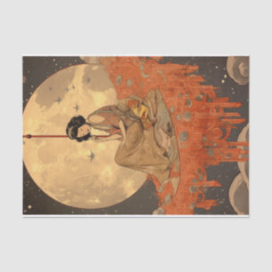Papier Mousseline Elégant Asiatique Lune Sitter Découpage Crafting