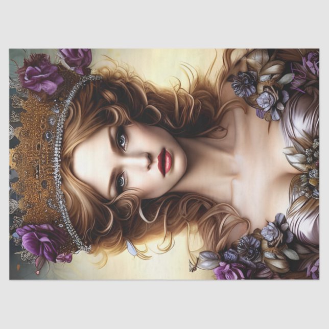 Papier Mousseline Elégant belle princesse violet Rose Découpage (Recto)