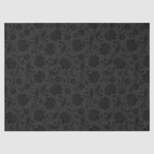 Papier Mousseline Elegant Black Floral Damasks 2 Over Dark Gray