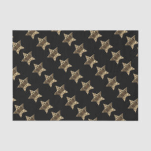 Papier Mousseline Elégant Black Gold Look Christmas Stars Motif