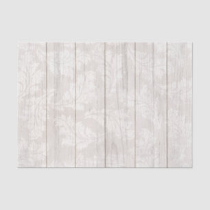 Papier Mousseline Elégant blanc Damask Leaf Botanique Rustique Bois