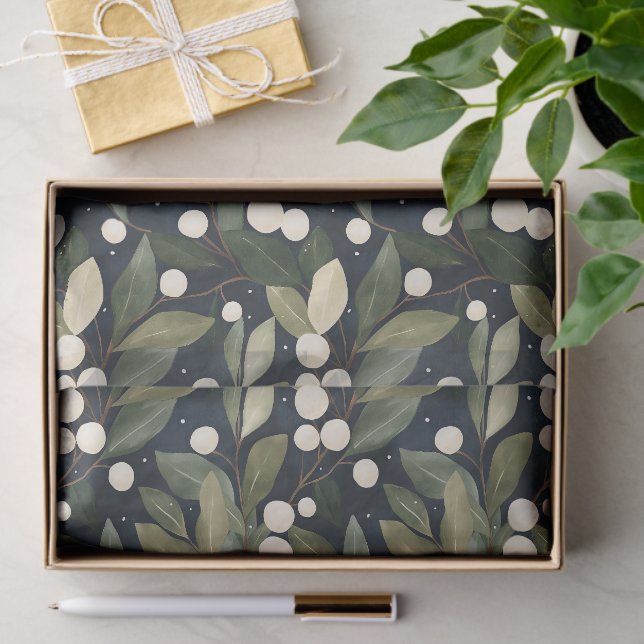 Papier Mousseline Elégant blanc Snowberry Holiday Tissu Paper (Cadeau)