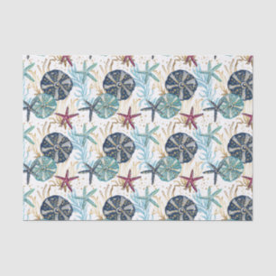 Papier Mousseline Elégant bleu et or Océan Motif trésors
