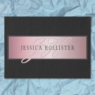 Papier Mousseline Elégant Blush Faux Rose Gold Nom et initiales