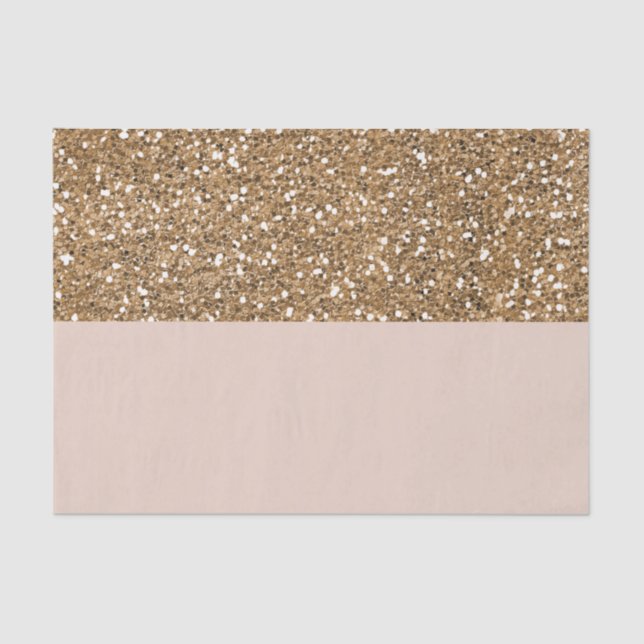 Papier Mousseline Élégant Blush Moderne Doré Pailleté Fête Glamour (Recto)