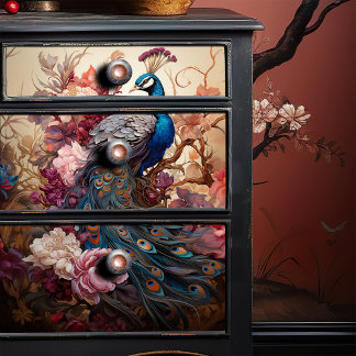 Papier Mousseline Elégant Boho Vintage Victorian Decoupage Peacock