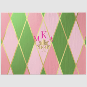 Papier Mousseline Élégant cadeau de Jacquard rose et vert