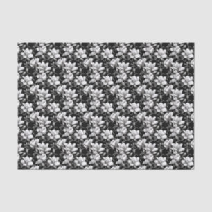Papier Mousseline Élégant carrelage de fleur de Magnolia blanc noir